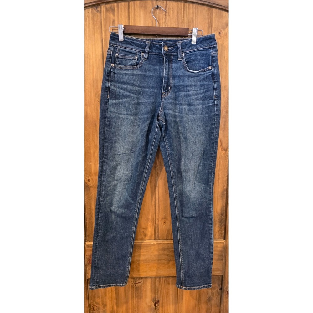 American Eagle Outfitters Jeans Womens 6 Blue Skinny Super Stretch Whiskering
